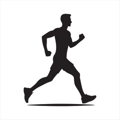 Jogger  vector silhouette line art logo design concept illustration