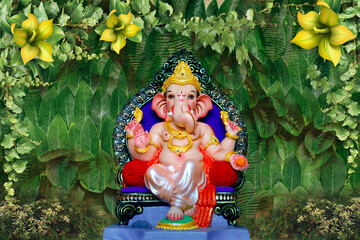 statue of a god with flowers