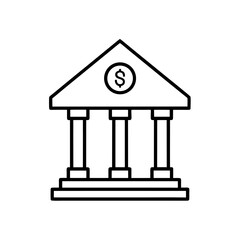 Outline of a bank building with dollar sign silhouette