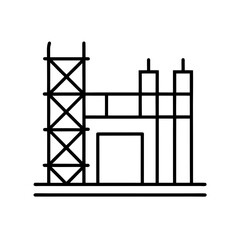Illustration of building under construction silhouette