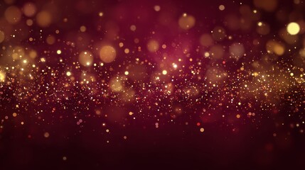 elegant burgundy background with golden bokeh lights and glittering confetti for celebrations