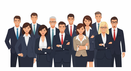 Diverse Team of Professionals in Business Attire Posing Together.