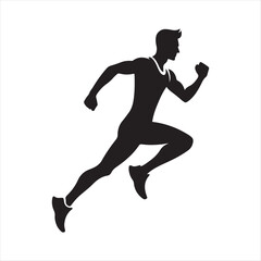 Jogger  vector silhouette line art logo design concept illustration