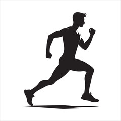 Jogger  vector silhouette line art logo design concept illustration