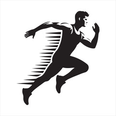 Jogger  vector silhouette line art logo design concept illustration