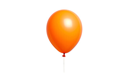 A solitary, vibrant orange balloon floats in the center against a stark black background