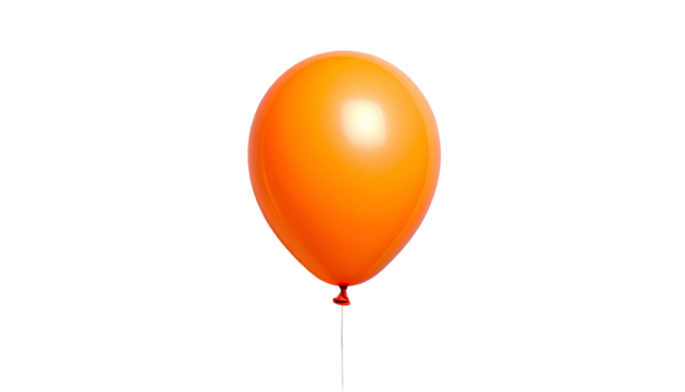 A solitary, vibrant orange balloon floats in the center against a stark black background