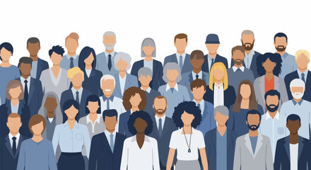 Diverse Group of People Standing Together in a Crowd.