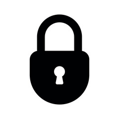 Black closed circular padlock icon with white keyhole for secure access and privacy UI