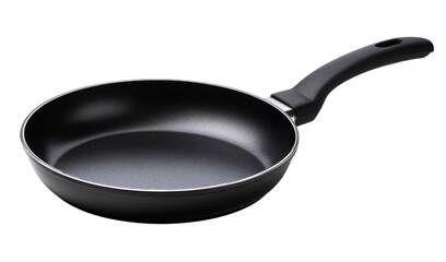 Black Frying Pan with Handle isolated on a transparent background