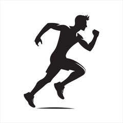 Jogger  vector silhouette line art logo design concept illustration