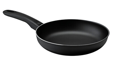 Black Frying Pan with Handle isolated on a transparent background 2