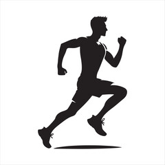 Jogger  vector silhouette line art logo design concept illustration