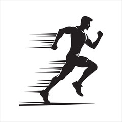 Jogger  vector silhouette line art logo design concept illustration