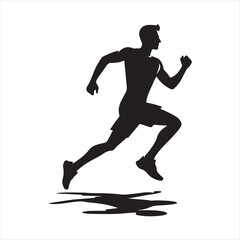 Jogger  vector silhouette line art logo design concept illustration