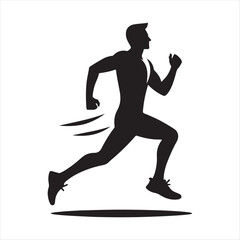 Jogger  vector silhouette line art logo design concept illustration