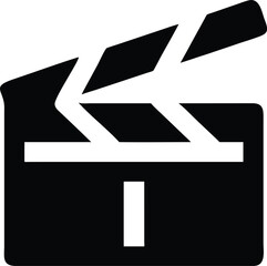 Movie Tape Clapperboard Film Strip Flat Vector Icon Silhouette