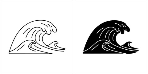 Outline and solid black wave icons