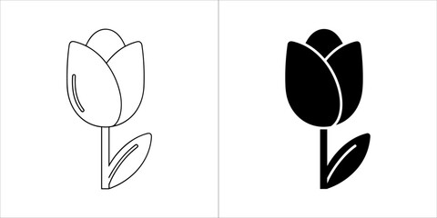 Outline and solid black tulip icons
