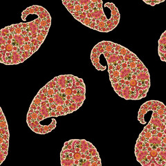 Abstract seamless traditional paisley bunch pattern