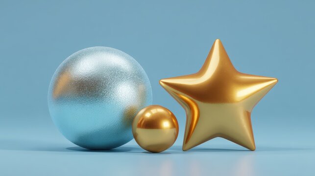 blue background with two gold stars and two gold balls - Powered by Adobe