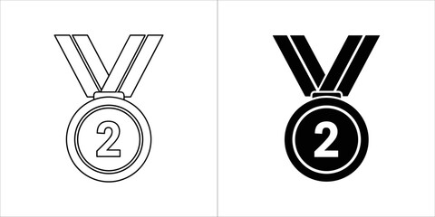 Two medal icons, one outline and one filled, representing second place