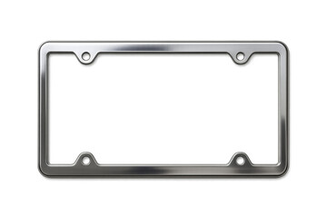 Empty chrome license plate frame on transparent background