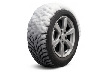 Car winter tire with snow transparent background
