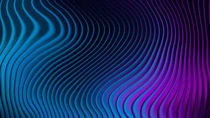 Abstract flowing wave pattern of vibrant blue and purple neon light creating a futuristic and dynamic background