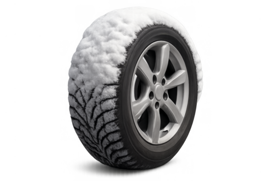 Car winter tire with snow transparent background