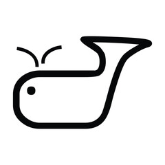 A simple black outline drawing of a whale with water spraying from its blowhole on a white background