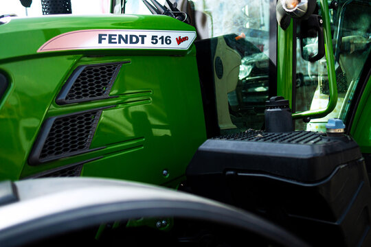 zernez, graubuenden, switzerland - 21 10 2025: a modern fendt tractor