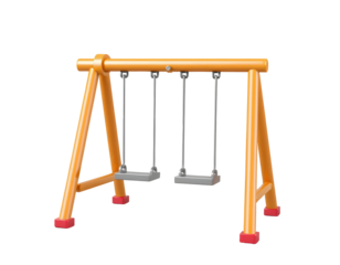 Wooden swing set with two seats isolated on transparent background