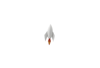 White origami rocket launching isolated on transparent background