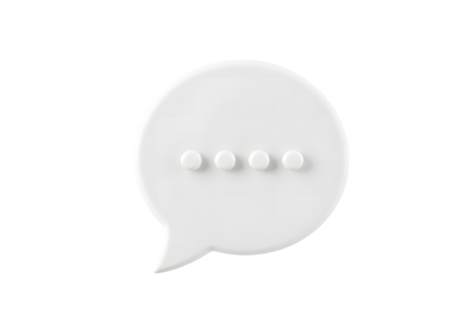 White speech bubble with dots isolated on transparent background