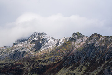 Fototapeta premium Panoramic view of the Swiss Alps in winter.