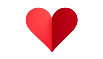 Red folded paper heart on black background, with gradient shading