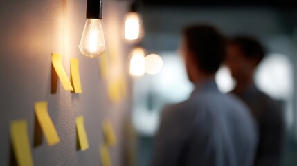 Entrepreneurs brainstorming innovation ideas with glowing boards,