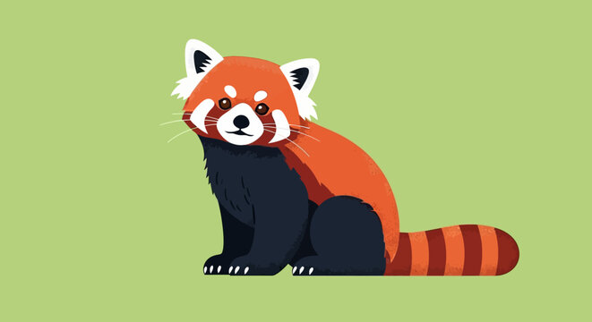 Illustration of a red panda sitting on a green background. - Powered by Adobe
