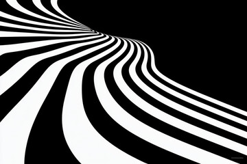 Bold abstract black and white wavy stripes, dynamic optical illusion pattern, modern geometric background, stylish 3D zebra lines, minimal graphic design, seamless psychedelic movement, trendy surface