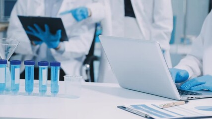 science laboratory test tubes , lab equipment for research new medical - Powered by Adobe