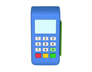 Payment terminal icon with keypad and display showing digital transaction and modern electronic finance concept isolated on white background