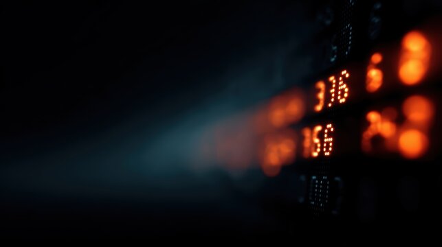 Corporate finance technology concept with glowing numbers,