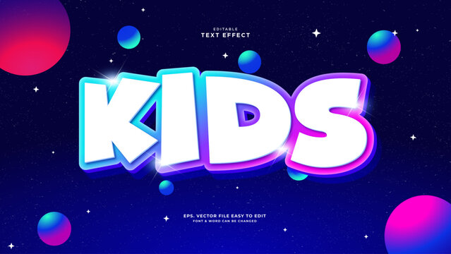 Kids text effect,planet text style