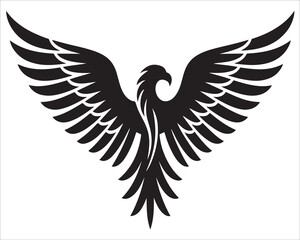 Phoenix Bird Silhouette with Spread Wings Vector Illustration