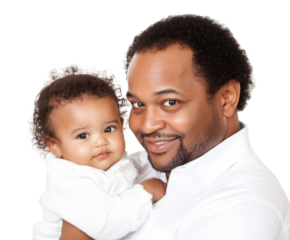 A Heartwarming Moment Between a Father and His Baby, Capturing the Joyful Connection and Love Shared in Their Embrace isolated on transparent background