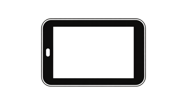 Sleek black tablet mockup with blank screen for app or website display