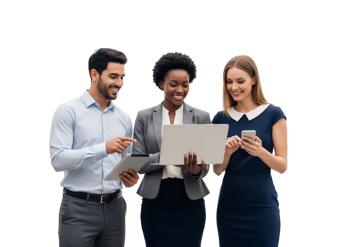business people holding a banner