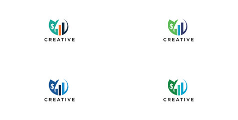 Business finance vector logo arrow diagram with color pattern