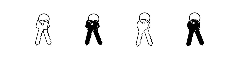 Key icon set. Isolated key vector set. Secure private sign. Lock key icon set.